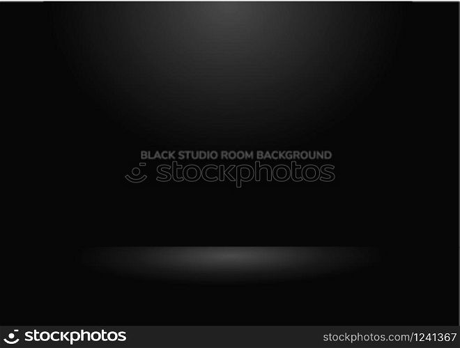 Abstract black background Studio room backdrop well for background. Vector illustration