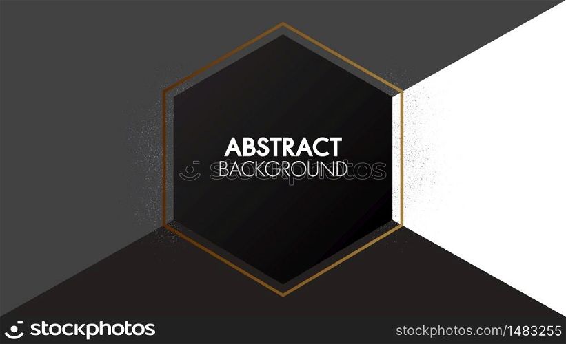 Abstract black background with hexagon geometric shapes golden frame luxury hipster vector illustration.Minimalist style dark concept creative design.