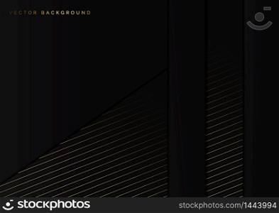 Abstract black background with striped lines golden with copy space for text. Luxury style. Vector illustration