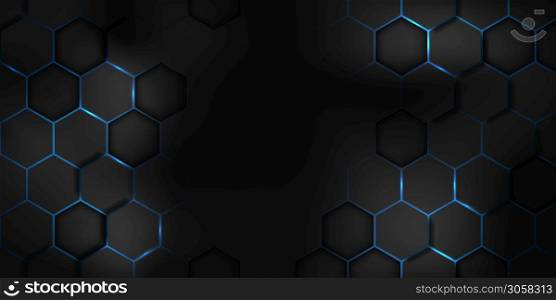 abstract black blue Hexagon texture sports Vector illustration. geometric background. Modern shape concept.