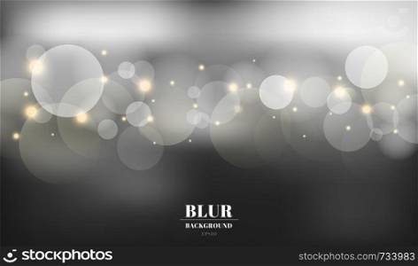 Abstract black blurred background with bokeh and gold sparkles. You can use for card, flyer, invitation, placard, voucher. Vector illustration