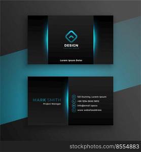 abstract black business card design with blue shade
