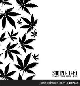 Abstract black cannabis leaf design with copy space