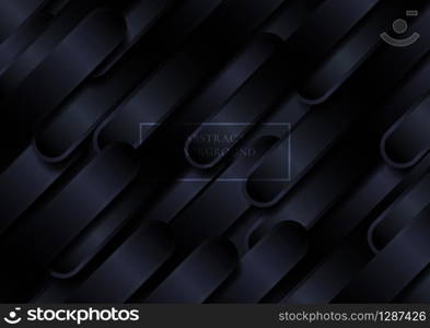Abstract black color diagonal rounded shapes lines pattern transition background and texture. Vector illustration