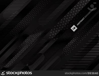 Abstract black color pattern liquid gradient lines background. Modern geometric fluid shapes in dynamic motion. Vector illustration