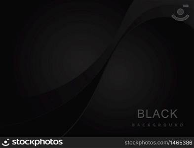 Abstract black curve line background overlap layer on black background design. You can use for ad, poster, template, business presentation. Vector illustration