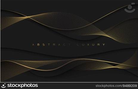 Abstract black dark gold line geometric curve design premium luxury exclusive background vector	
