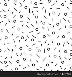 Abstract black dash lines and circles pattern isolated on white background. minimal memphis style. Vector illustration