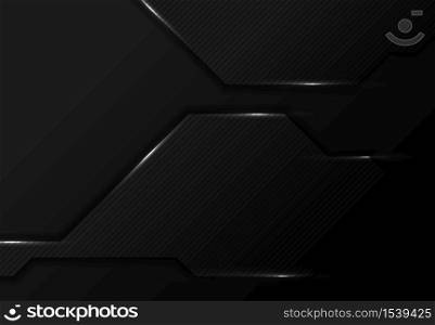 Abstract black design of technology tech banner template background with white glitters. Use for ad, poster, artwork, template design, print. illustration vector eps10