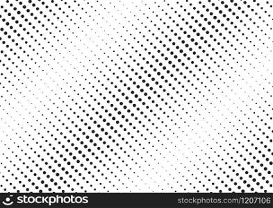 Abstract black diagonal halftone pattern on white background dotted texture. Monochrome pop art design minimal retro style. Vector illustration