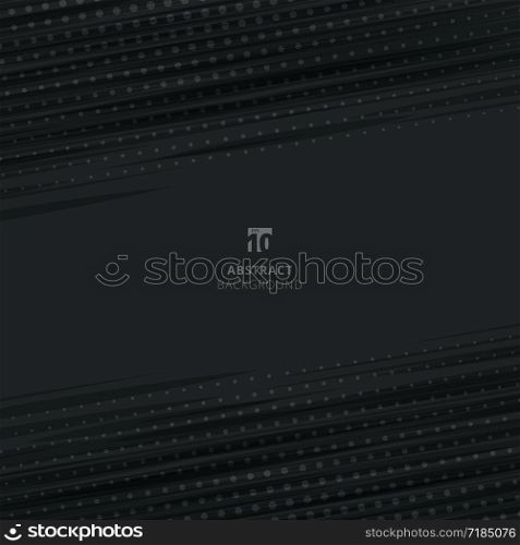Abstract black diagonal lines with halftone effect background with space for text. Speed motion. Vector illustration