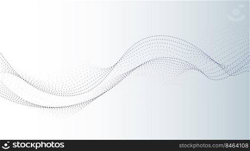Abstract black dots wave flowing particles on white background. Technology futuristic digital concept. Vector illustration