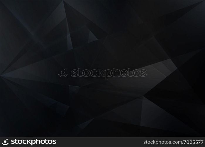 Abstract black geometric low polygon background. Triangles mosaic texture. Vector illustration