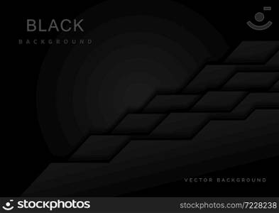 Abstract black geometric overlapping design with copy space for text. You can use for ad, poster, template, business presentation. Vector illustration