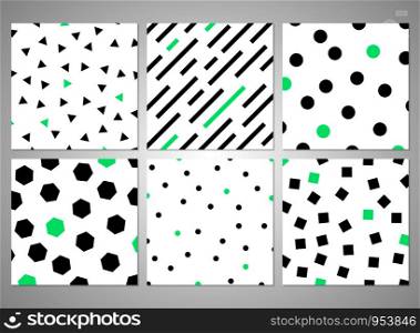 Abstract black geometric pattern set with random green color. Decorating for modern pattern design, you can use for cover, artwork, print, ad. vector eps10