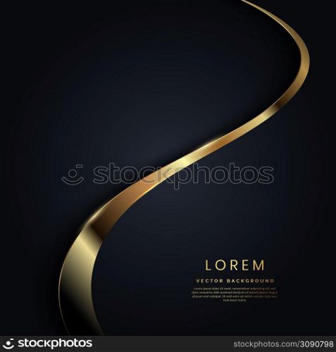 Abstract black geometric square background with lines golden glowing. Frame luxury style. Vector illustration