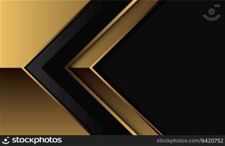 Abstract black glossy gold arrow direction  geometric on dark grey blank space design modern luxury futuristic background vector 