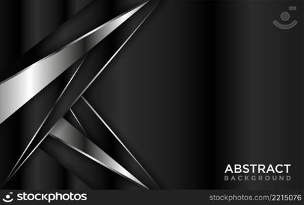 Abstract Black Gradient Background Combined with Futuristic Silver Lines. Graphic Design Element.