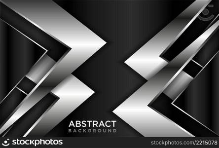 Abstract Black Gradient Background Combined with Futuristic Silver Lines. Graphic Design Element.