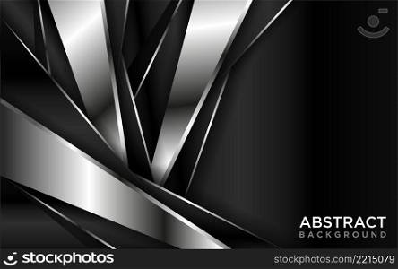 Abstract Black Gradient Background Combined with Futuristic Silver Lines. Graphic Design Element.