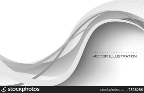 Abstract black grey curve wave dynamic on white design modern futuristic background vector