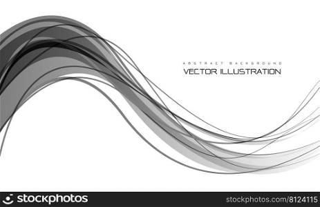 Abstract black grey curve wave on white design modern futuristic background vector 