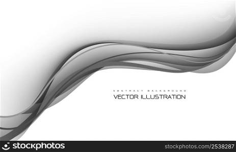 Abstract black grey curve wave overlap dynamic on white design modern futuristic background vector