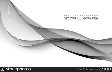 Abstract black grey curve wave overlap on white design modern futuristic background vector