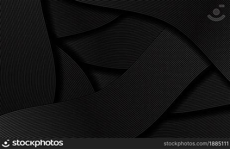 Abstract black grey ribbon line overlap pattern luxury design creative background texture vector illustration.