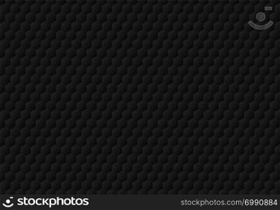 Abstract black hexagon embossed pattern dark background and texture. Luxury style. Vector illustration