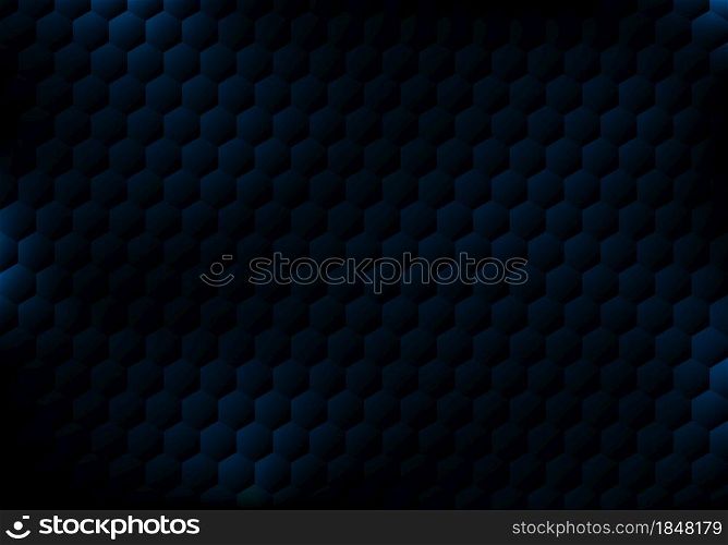 Abstract black hexagon pattern blue lighting effect background and texture. Vector illustration