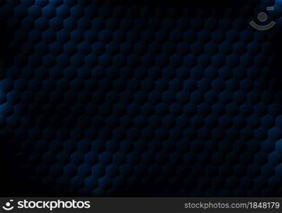 Abstract black hexagon pattern blue lighting effect background and texture. Vector illustration