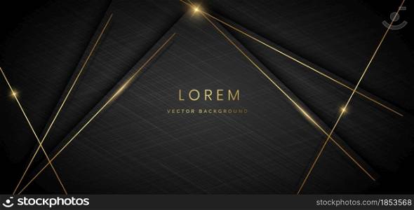 Abstract black line background with goldenlines light effect. Luxury concept. Vector illustration