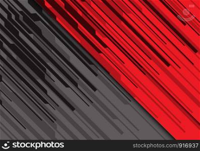 Abstract black line circuit on red grey design modern futuristic background vector illustration.