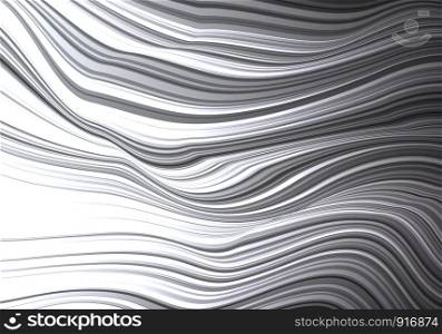 Abstract black line curve 3D texture background vector illustration.