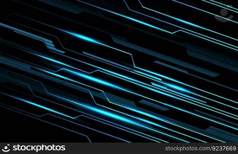 Abstract black line cyber circuit dynamic slash blue light power on metal design ultramodern futuristic technology background vector illustration.
