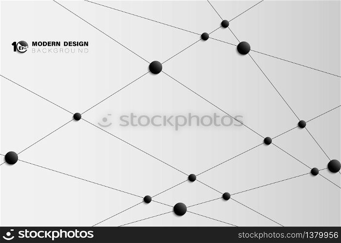 Abstract black line pattern design of cross tech technology artwork background with dot design. Decorate for ad, poster, template design, ad, artwork. illustration vector eps10