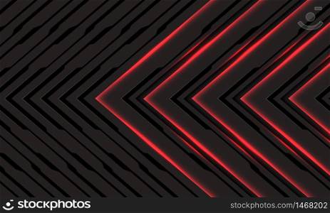 Abstract black line red light cyber arrow direction on dark grey with blank space design modern futuristic technology background vector illustration.
