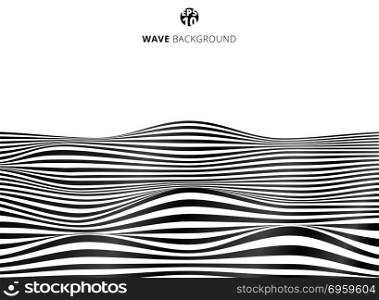 Abstract black lines wave, Wavy stripes pattern, Rough surface, Vector Illustration. Abstract black lines wave, Wavy stripes pattern, Rough surface