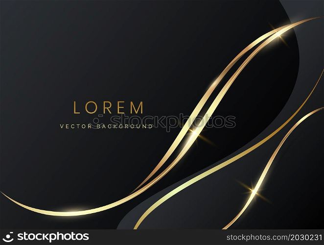 Abstract black luxury background 3d overlapping with gold lines curve. Luxury style. Vector illustration