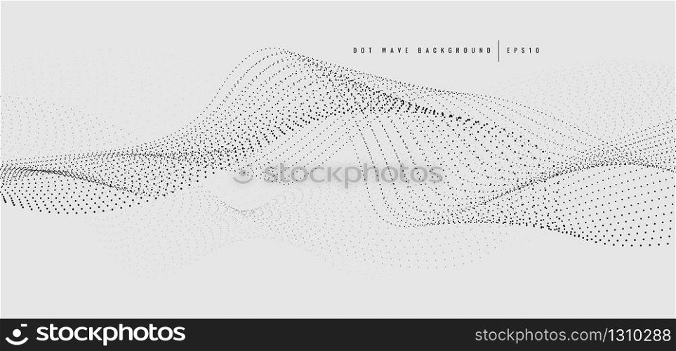Abstract black many dot wave line pattern particle on white background. Vector illustration