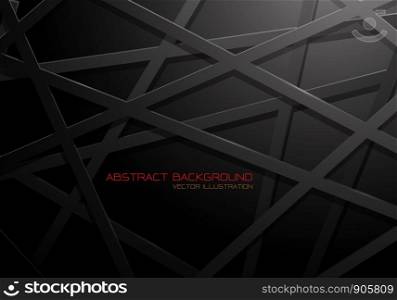 Abstract black mesh line cross pattern overlap design modern futuristic background vector illustration.