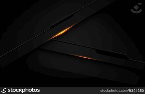 Abstract black metallic cyber geometric overlap shadow gold light design modern futuristic technology creative background vector illustration.