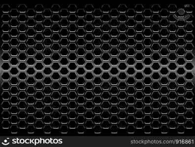 Abstract black metallic hexagon mesh pattern design modern futuristic background vector illustration.