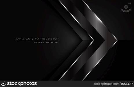Abstract black metallic silver line arrow direction on dark with blank space design modern futuristic background vector illustration.