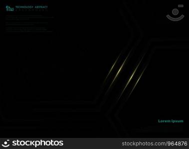 Abstract black metallic technology hexagon background with golden line for presentation. You can use for ad, poster, futuristic artwork. illustration vector eps10