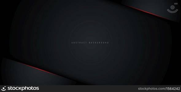 Abstract black metallic with red shiny light layout modern technology design template background. Vector illustration