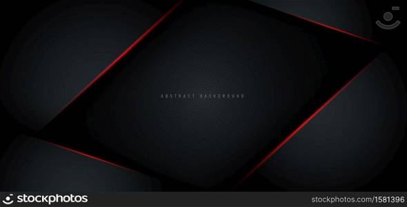 Abstract black metallic with red shiny light layout modern technology design template background. Vector illustration