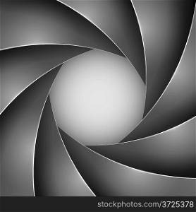 Abstract black photo shutter aperture vector background with copy space.