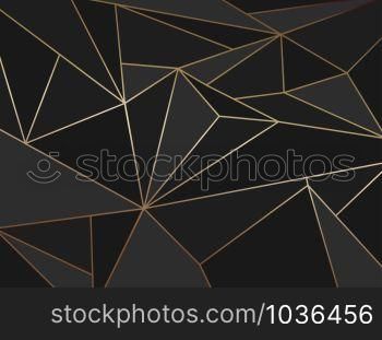 Abstract black polygon artistic geometric with gold line background